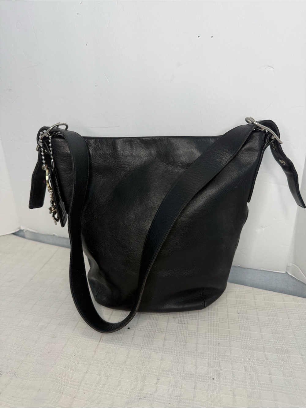 Vtg COACH #9186 Legacy Leather Soho Hobo Bucket Shoulder Bag - BLACK & Nickel